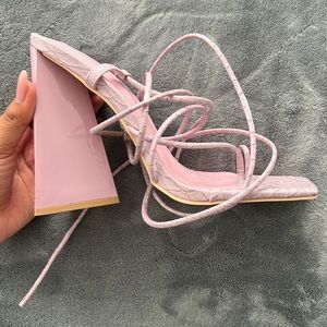 Lilac lace-up heels